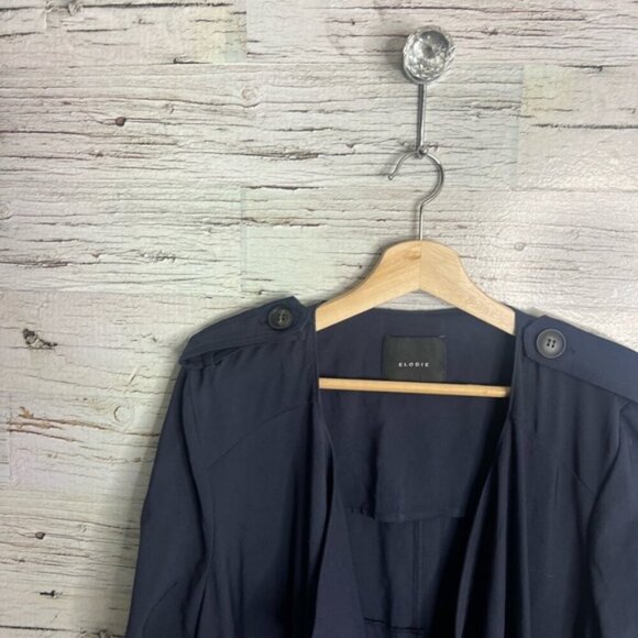 Elodie Drapey Collared Jacket coat trench blue size xl - Picture 3 of 7